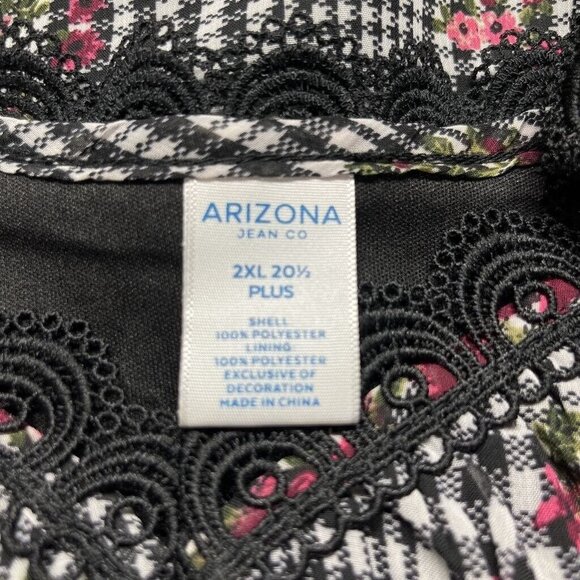 Arizona Necklace Blouse Girls Plus 2XL 20.5 Black Red Floral Cold Shoulder New - Picture 9 of 12